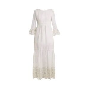 Athena Procopiou White Lace Long Sleeve Maxi Dress - Size 0